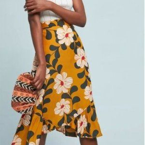 Anthropologie Floral Midi Skirt Sz 2